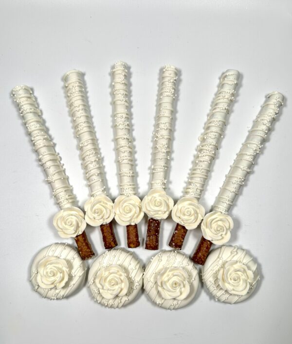 12-Oreos AND 12-White Chocolate Covered Pretzels With Flowers For Wedding/Bridal Shower - Image 2