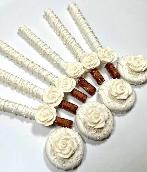 12-Oreos AND 12-White Chocolate Covered Pretzels With Flowers For Wedding/Bridal Shower - Image 5