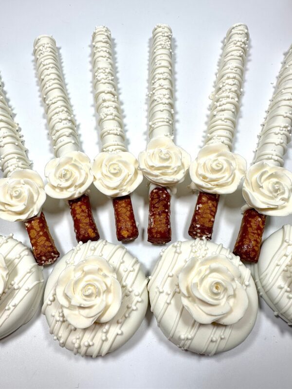 12-Oreos AND 12-White Chocolate Covered Pretzels With Flowers For Wedding/Bridal Shower - Image 4