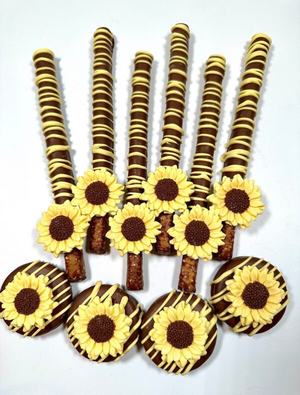 12-Milk Chocolate Covered Sunflower Pretzels For Wedding/Birthday/Shower - Image 8
