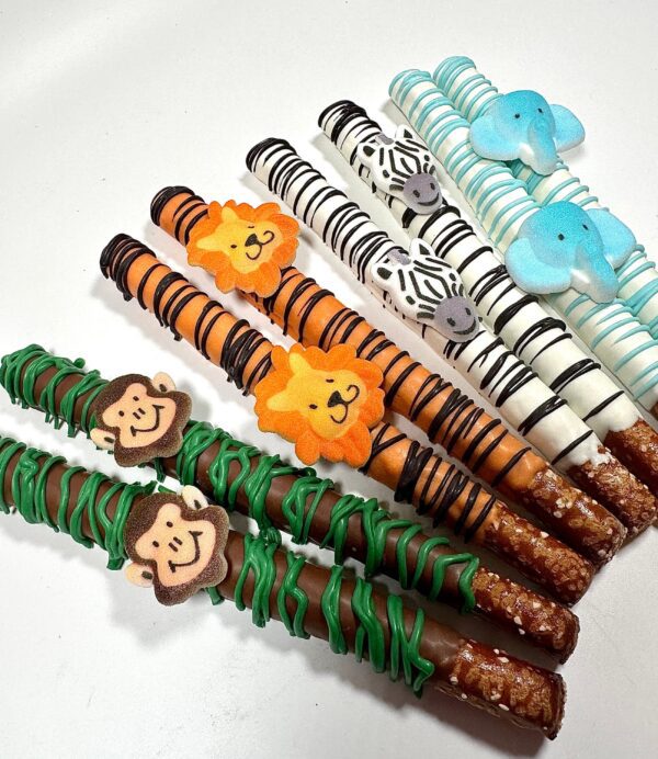 12-Safari Chocolate Covered Pretzels For Birthday Party/Baby Shower - Image 2