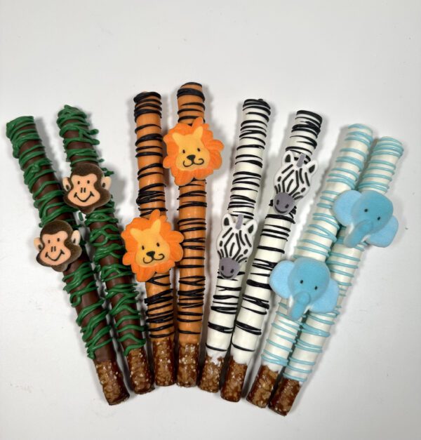 12-Safari Chocolate Covered Pretzels For Birthday Party/Baby Shower