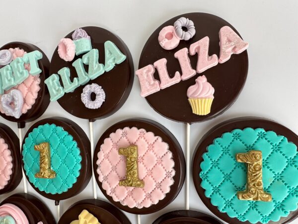 12-Candy Themed Chocolate Lollipops for Birthday Party - Image 7