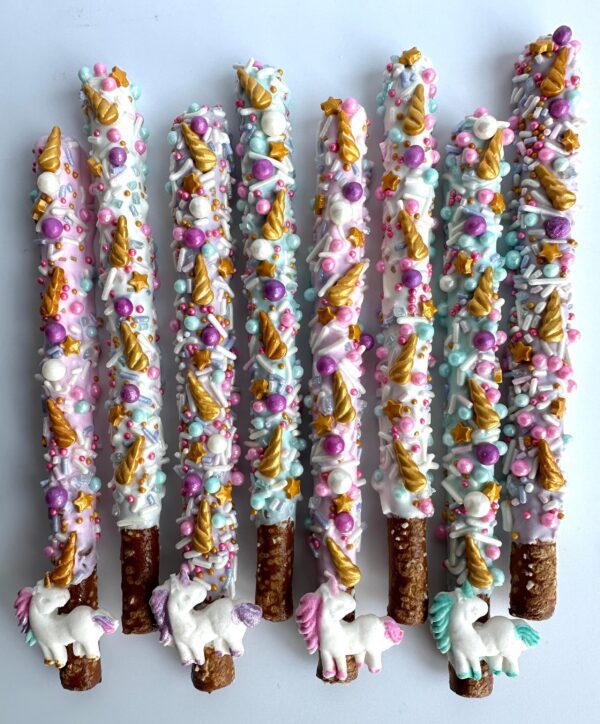 12-Unicorn Chocolate Covered Pretzel Birthday Favors - Image 6