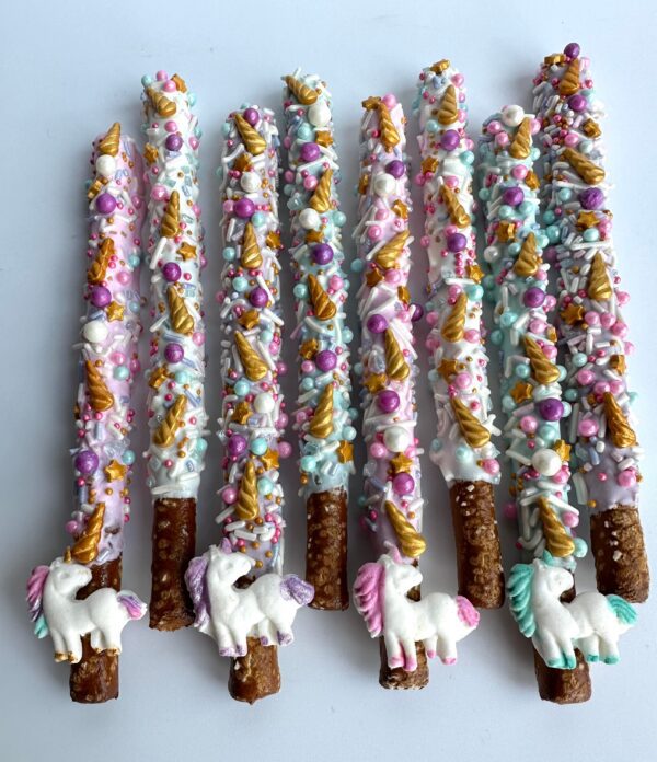 12-Unicorn Chocolate Covered Pretzel Birthday Favors - Image 3