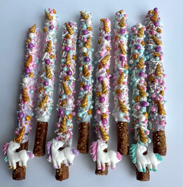 12-Unicorn Chocolate Covered Pretzel Birthday Favors - Image 8