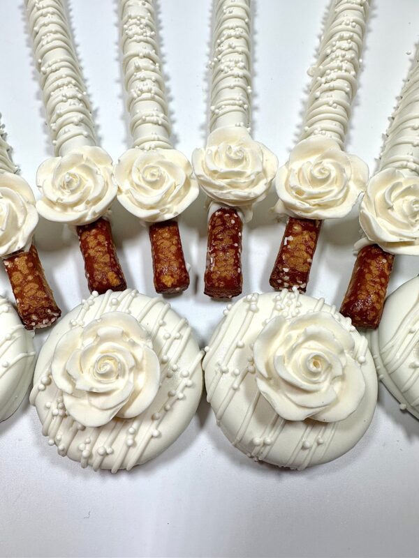 12-Oreos AND 12-White Chocolate Covered Pretzels With Flowers For Wedding/Bridal Shower - Image 6