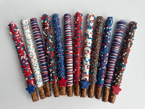 12-Patriotic Chocolate Covered Pretzel Rods For Memorial Day/4th of July/Fourth of July Picnic - Image 5