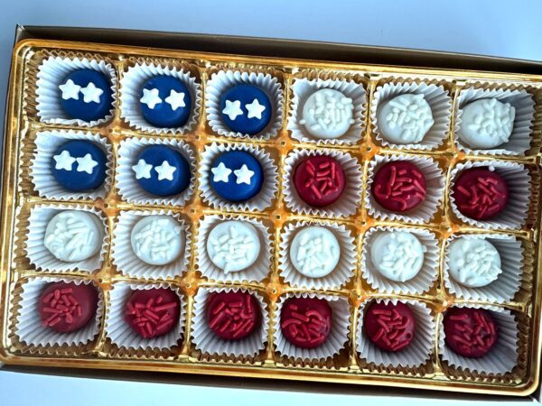 24-Mini Chocolate Covered Oreo FLAG Gift Box For Memorial Day/4th of July Party