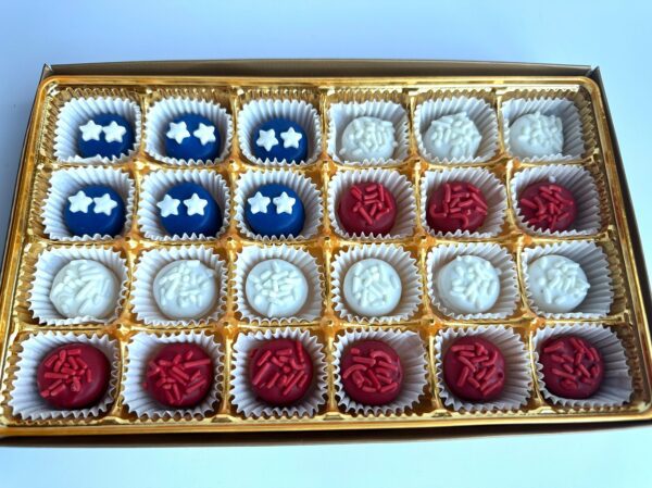 24-Mini Chocolate Covered Oreo FLAG Gift Box For Memorial Day/4th of July Party - Image 4