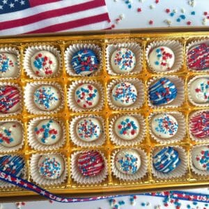 24 Patriotic Chocolate Covered Mini Oreo Gift Box For Memorial Day Party/Fourth of July Party/Picnic