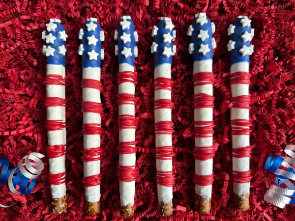 12-Patriotic Flag Chocolate Covered Pretzel Rods For Memorial Day/4th of July Picnic - Image 7