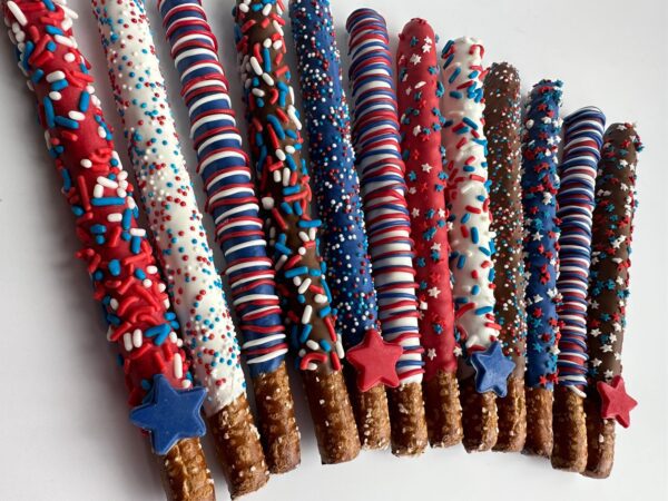 12-Patriotic Chocolate Covered Pretzel Rods For Memorial Day/4th of July/Fourth of July Picnic - Image 2
