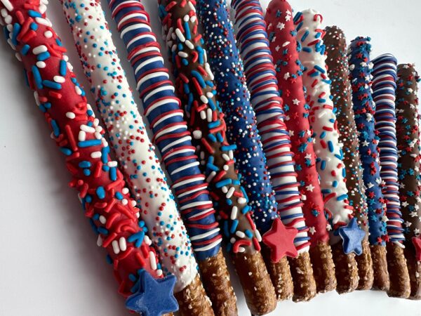 12-Patriotic Chocolate Covered Pretzel Rods For Memorial Day/4th of July/Fourth of July Picnic - Image 3