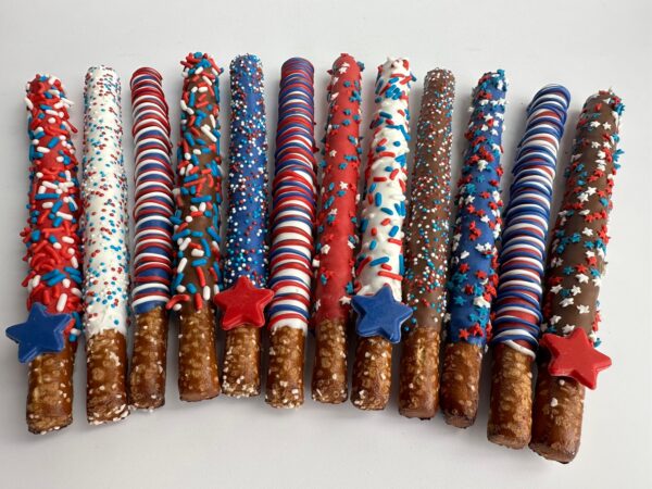 12-Patriotic Chocolate Covered Pretzel Rods For Memorial Day/4th of July/Fourth of July Picnic - Image 4