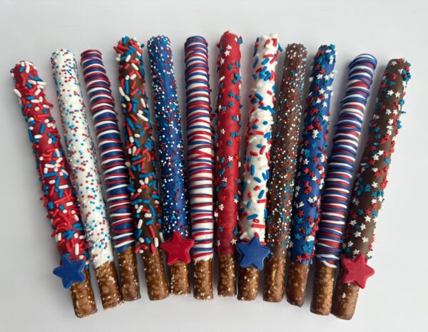 12-Patriotic Chocolate Covered Pretzel Rods For Memorial Day/4th of July/Fourth of July Picnic - Image 6