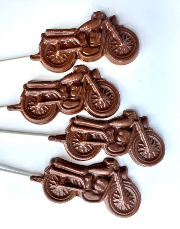 12-Large Chocolate Motorcycle Lollipops - Image 4