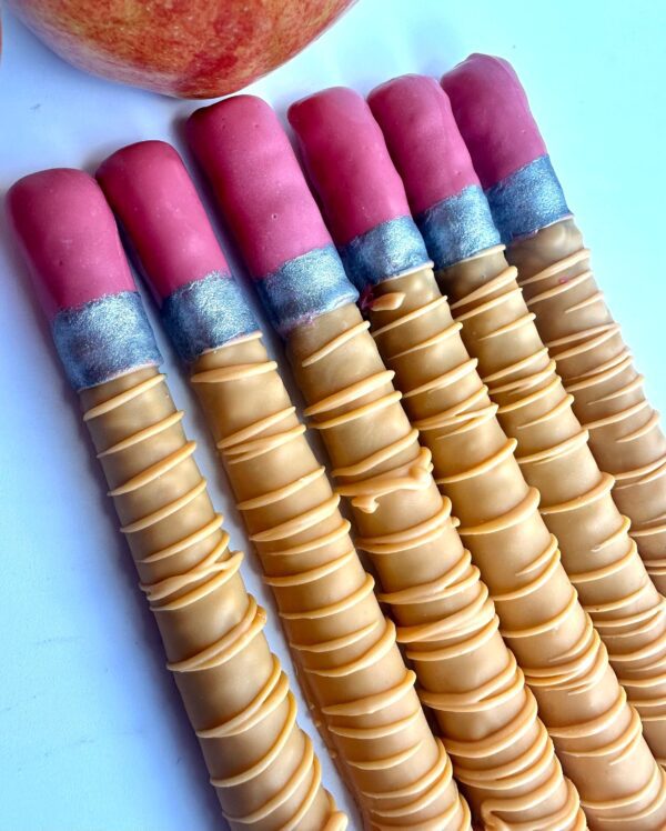 6-Pencil Chocolate Covered Pretzel Rods & 6-Paper Chocolate Covered Pretzel Twists For Teacher Gift/School Party/Birthday Favors - Image 4