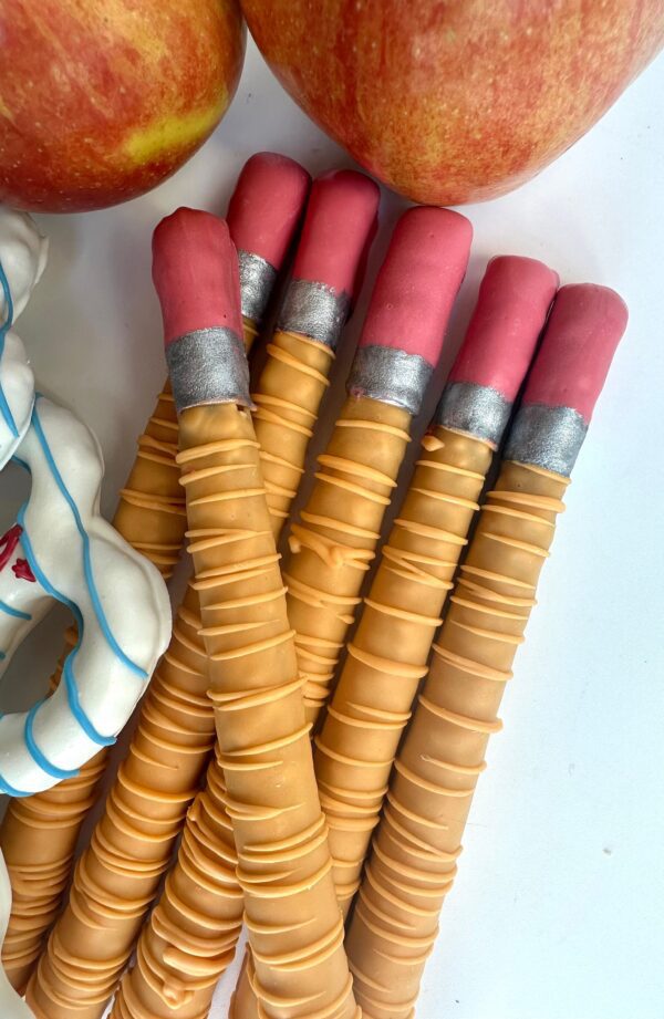 6-Pencil Chocolate Covered Pretzel Rods & 6-Paper Chocolate Covered Pretzel Twists For Teacher Gift/School Party/Birthday Favors - Image 6