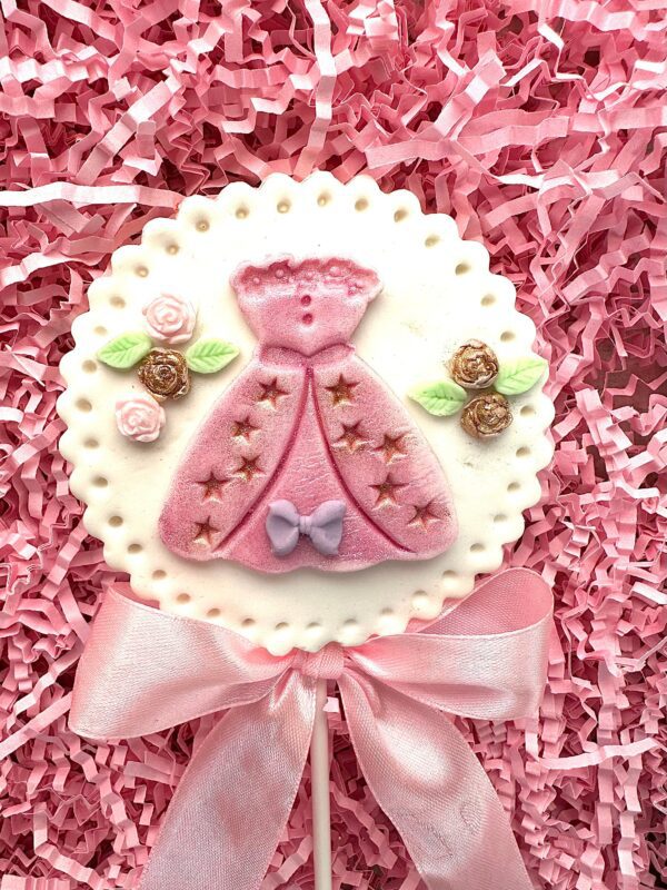 12-Gorgeous Princess White Chocolate Lollipops Decorated With Fondant For A Princess Birthday Party/Little Girl Birthday Party - Image 3