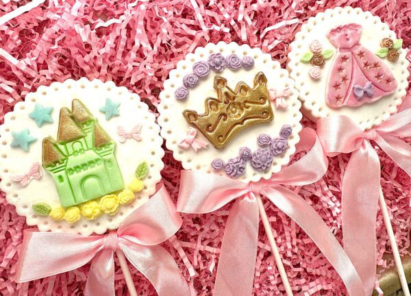 12-Gorgeous Princess White Chocolate Lollipops Decorated With Fondant For A Princess Birthday Party/Little Girl Birthday Party - Image 2