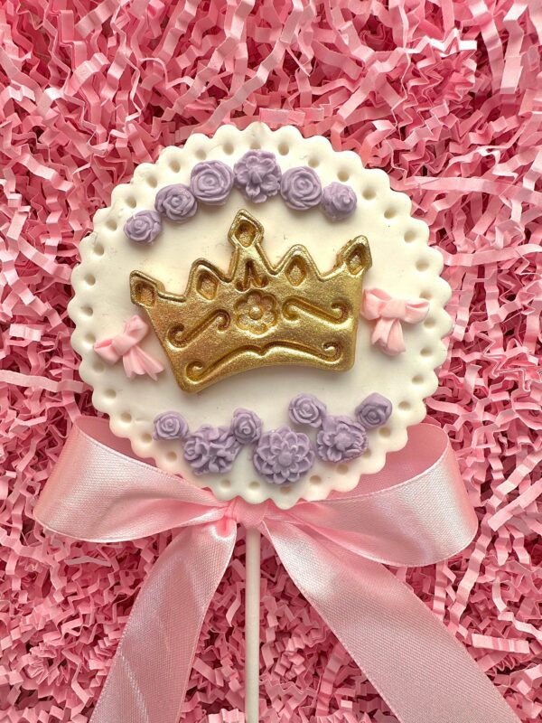 12-Gorgeous Princess White Chocolate Lollipops Decorated With Fondant For A Princess Birthday Party/Little Girl Birthday Party - Image 5