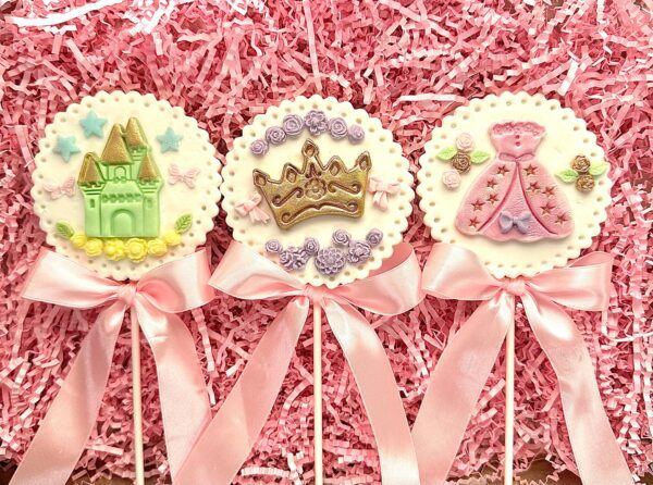 12-Gorgeous Princess White Chocolate Lollipops Decorated With Fondant For A Princess Birthday Party/Little Girl Birthday Party - Image 6