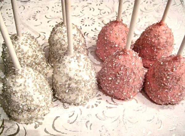 12 Silver Sugared Brownie Bite Pops in Pastel Colors - Image 4