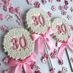 12-30th Birthday/Anniversary Chocolate Lollipop Favors