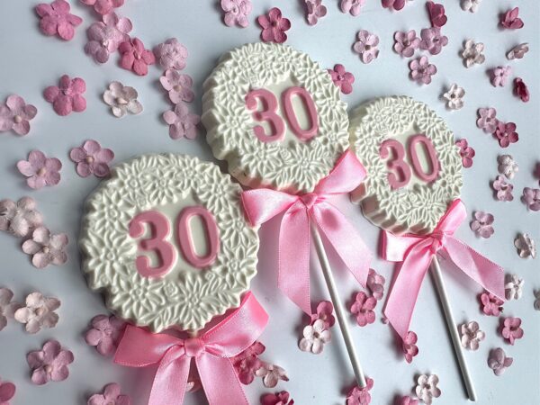 12-30th Birthday/Anniversary Chocolate Lollipop Favors