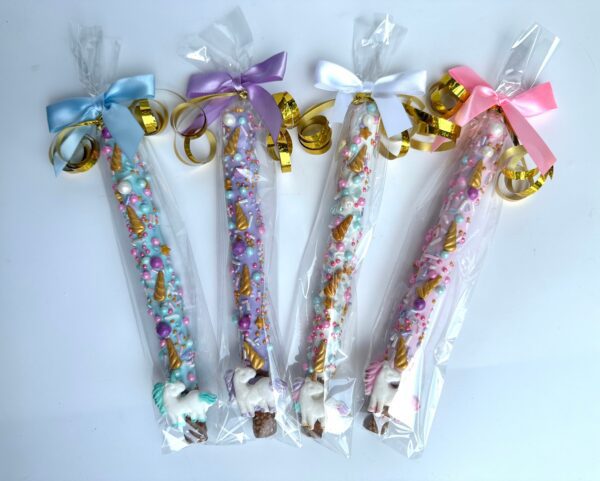 12-Unicorn Chocolate Covered Pretzel Birthday Favors - Image 2