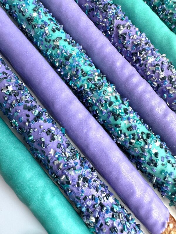 12-Purple & Teal Chocolate Covered Pretzels For Birthday Party/Wedding Favor/Shower Favors - Image 3