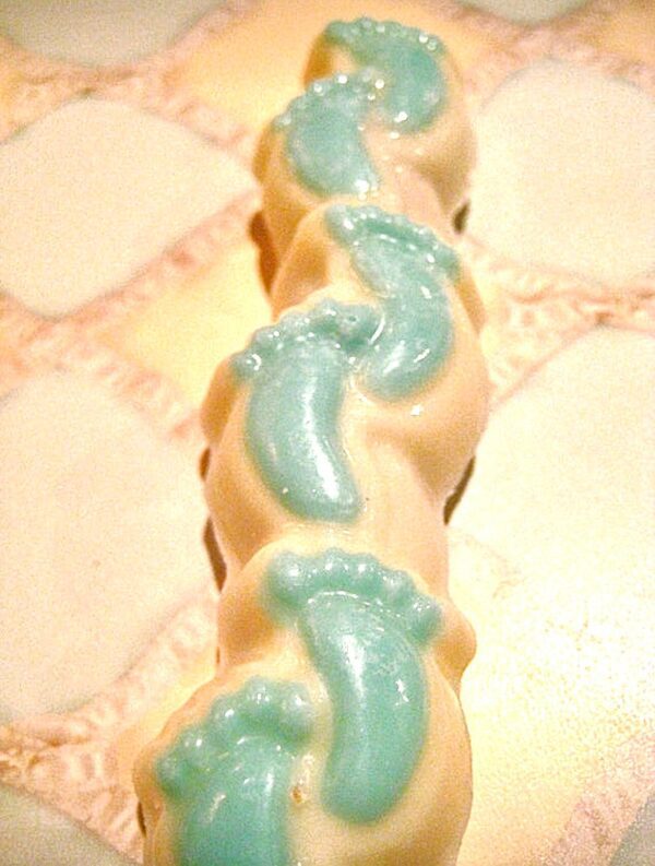 12-Blue Footprints White Chocolate Covered Pretzel Rods - Image 6