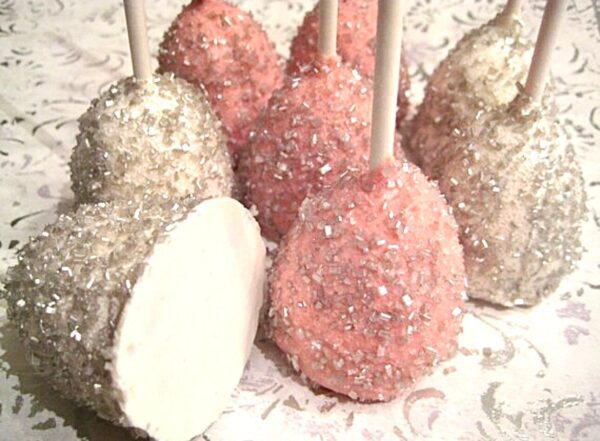 12 Silver Sugared Brownie Bite Pops in Pastel Colors - Image 3