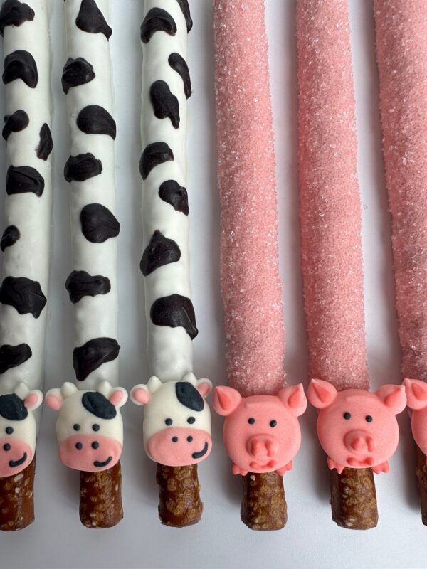 12-Farm Animal Chocolate Covered Pretzels For Birthday Party/Baby Shower - Image 3