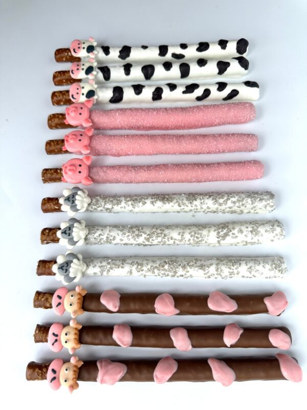 12-Farm Animal Chocolate Covered Pretzels For Birthday Party/Baby Shower - Image 5