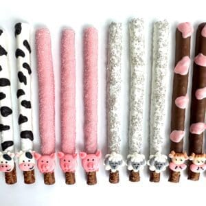12-Farm Animal Chocolate Covered Pretzels For Birthday Party/Baby Shower