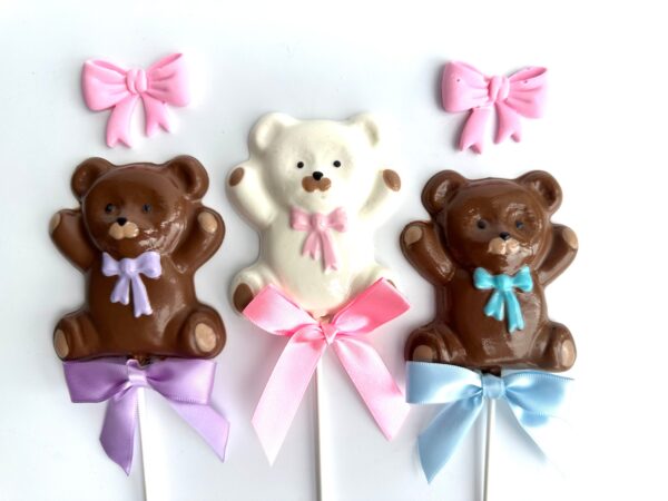 12-Chocolate Teddy Bear Lollipops For Birthday Party/Party Favors - Image 5