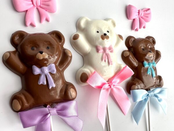 12-Chocolate Teddy Bear Lollipops For Birthday Party/Party Favors - Image 4