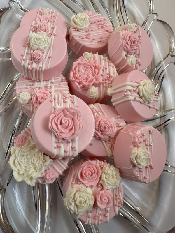 12-Baby Pink Chocolate Covered Oreos For Baby Shower/Wedding Favors/birthday Favors - Image 6
