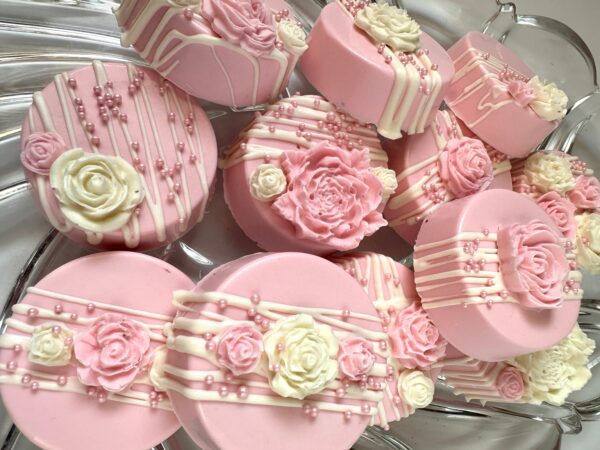 12-Baby Pink Chocolate Covered Oreos For Baby Shower/Wedding Favors/birthday Favors - Image 3