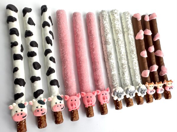 12-Farm Animal Chocolate Covered Pretzels For Birthday Party/Baby Shower - Image 4