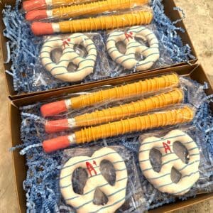 Chocolate Pretzel Pencils and Pretzel Papers Gift Box for Childrens Birthday Gift/Teacher Gift/Housewarming/Anytime gift