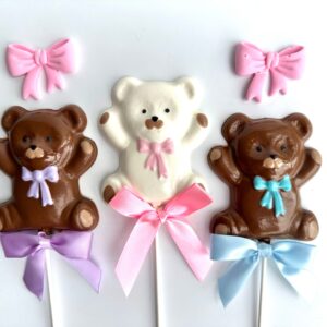 12-Chocolate Teddy Bear Lollipops For Birthday Party/Party Favors