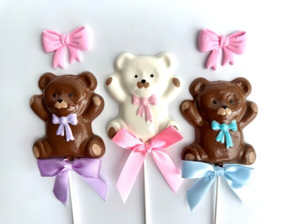 12-Chocolate Teddy Bear Lollipops For Birthday Party/Party Favors