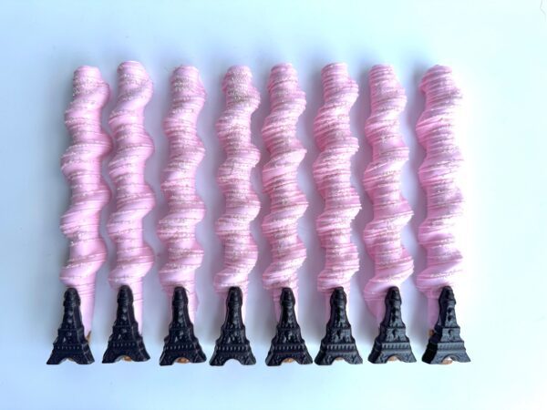12-Eiffel Tower Chocolate Covered Caramel Pretzels For Wedding/Wedding Shower/Birthday/Baby Shower/Party Favors - Image 7