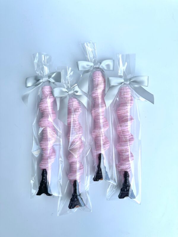 12-Eiffel Tower Chocolate Covered Caramel Pretzels For Wedding/Wedding Shower/Birthday/Baby Shower/Party Favors - Image 9