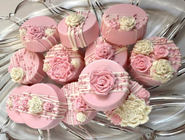 12-Baby Pink Chocolate Covered Oreos For Baby Shower/Wedding Favors/birthday Favors - Image 7