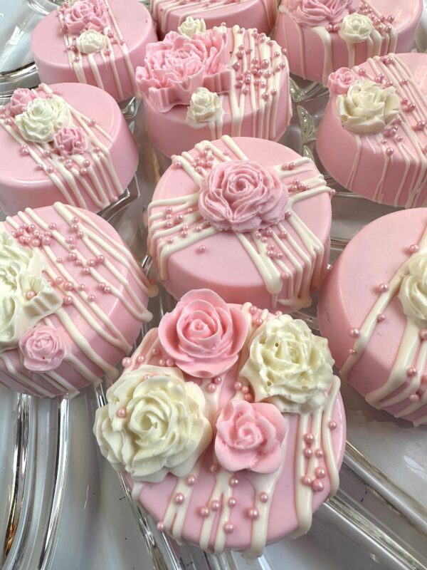 12-Baby Pink Chocolate Covered Oreos For Baby Shower/Wedding Favors/birthday Favors - Image 2