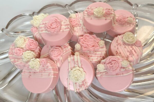 12-Baby Pink Chocolate Covered Oreos For Baby Shower/Wedding Favors/birthday Favors - Image 5